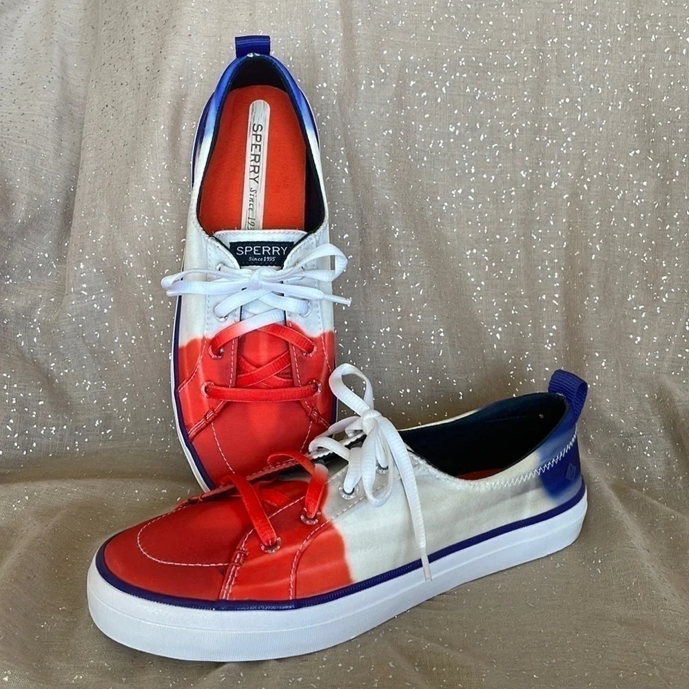 Brand New Sperry x Popsicle Red White & Blue Patriotic American Lace Up Sneakers